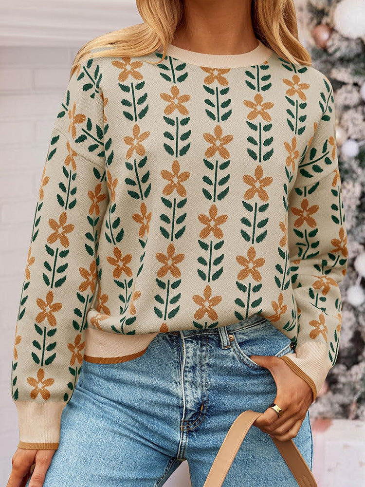 Damen Strickjacke mit floralem Design und Knopfdetails R&B