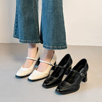 Damen Mary Jane Pumps mit komfortablem Blockabsatz und modischem Riemchen