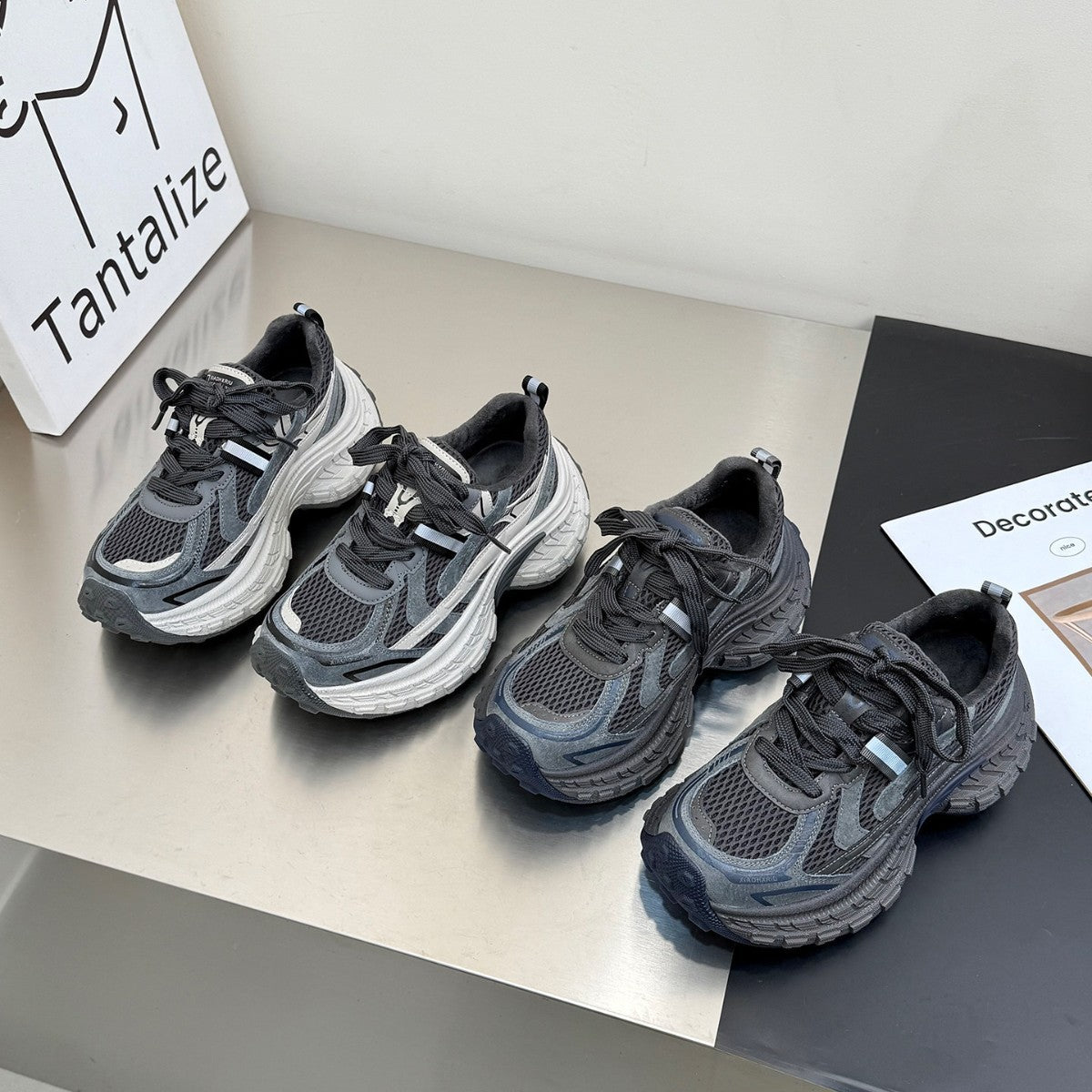 Damen sportliche Lauf-Sneaker mit atmungsaktivem Obermaterial und gepolsterter Sohle R&B