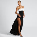 Damen Elegantes Maxikleid mit hohem Schlitz und trägerlosem Design R&B