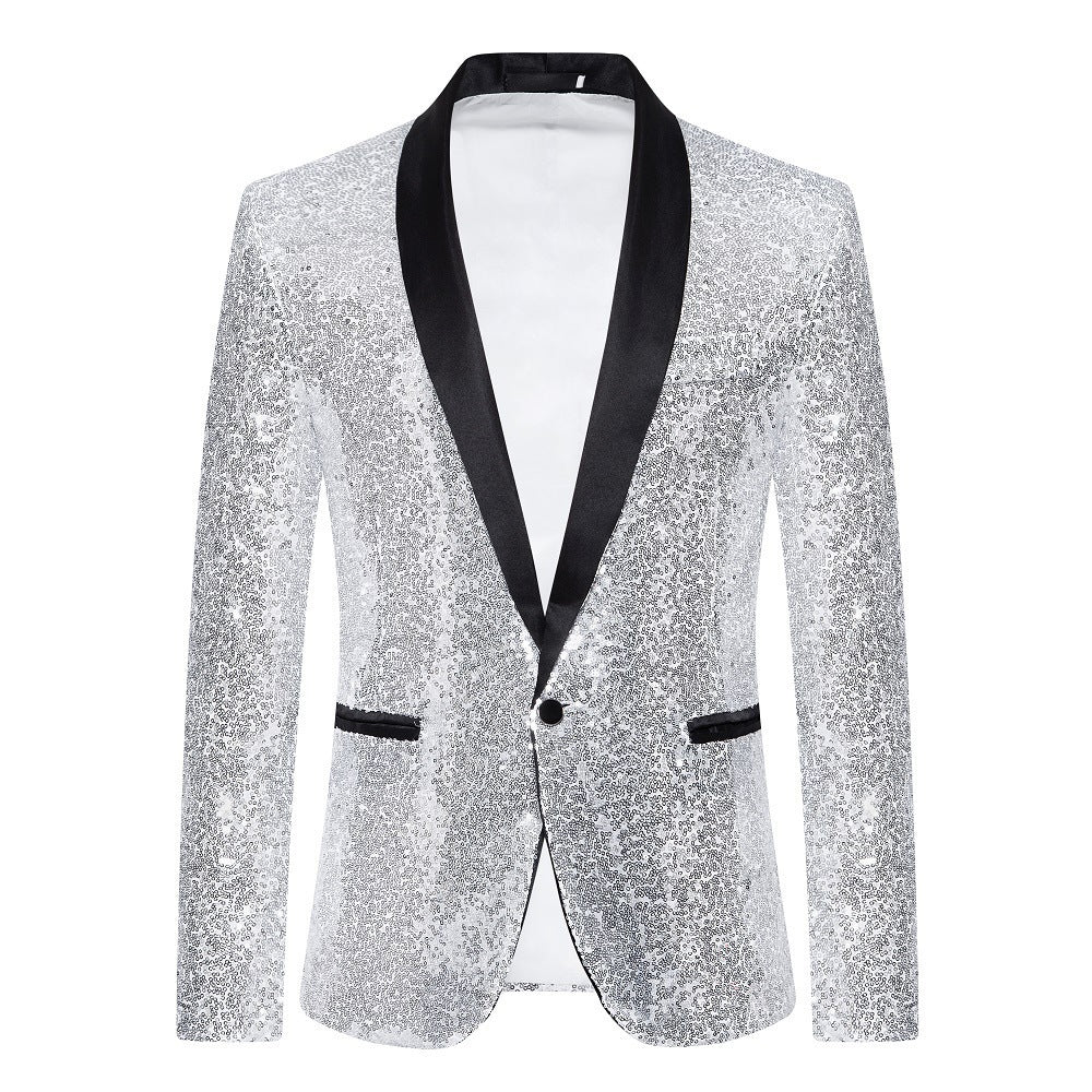 Herren Paillettenblazer mit luxuriösem Schnitt und schimmerndem Effekt R&B