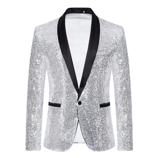 Herren Paillettenblazer mit luxuriösem Schnitt und schimmerndem Effekt R&B