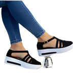Damen Sportliche Plateau-Sneaker mit offenen Riemen R&B