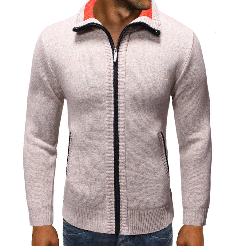 Herren Strickjacke mit Stehkragen und praktischen Taschen R&B