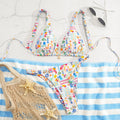 Damen Triangel-Bikini mit buntem Blumenmuster und verstellbaren Trägern R&B