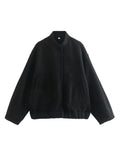 Damen gemütliche Sweatjacke mit hoher Kragenform und praktischen Taschen