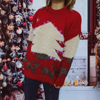 Damen festlicher Pullover mit weihnachtlichem Motiv und Glitzerapplikationen R&B