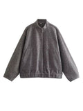 Damen modische Oversized-Jacke mit Stehkragen und seitlichen Taschen