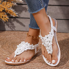 Damen Sandalen mit floralem Design und glitzernden Strass-Applikationen R&B