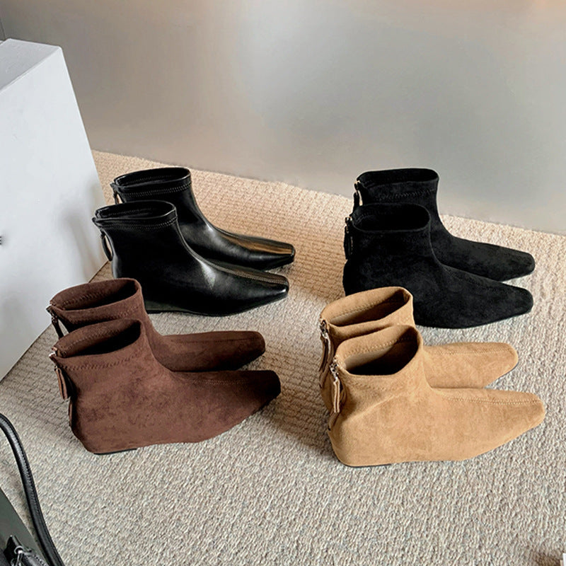 Damen elegante Stiefeletten mit spitzem Schnitt und hochwertiger Wildlederoberfläche R&B