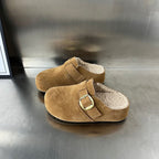 Damen Gepolsterte Wildleder-Clogs mit praktischer Schnallenverzierung R&B