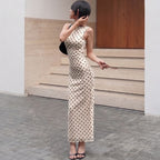 Damen Elegantes Maxikleid mit Punktdesign und figurbetontem Schnitt R&B