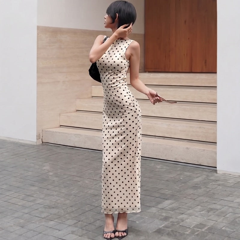 Damen Elegantes Maxikleid mit Punktdesign und figurbetontem Schnitt R&B