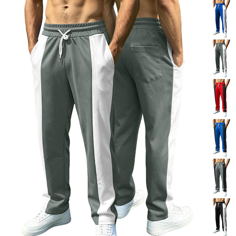 Herren nan sportliche Jogginghose mit Kontrast-Seiteneinsätzen, elastischem Bund, Kordelzug und Seitentaschen R&B