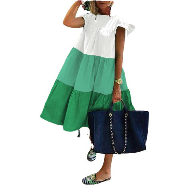 Damen lässiges Sommerkleid mit modischem Volantdesign und luftigem Schnitt EB