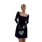 Damen Minikleid mit Herz-Details und asymmetrischem Ausschnitt R&B