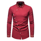 Herren elegantes Langarmhemd mit asymmetrischem Schnitt und luxuriösen Details