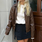 Damen Kunstlederjacke im modernen Oversized-Schnitt mit praktischen Taschen R&B