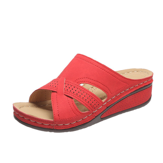 Damen Bequeme Wedge-Pantoletten mit atmungsaktivem Obermaterial und ergonomischer Sohle R&B