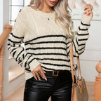 R&B | Gestreifter Kabelpullover