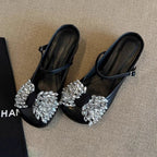 Damen elegante Slingback-Pantoletten mit funkelnden Strassdetails R&B