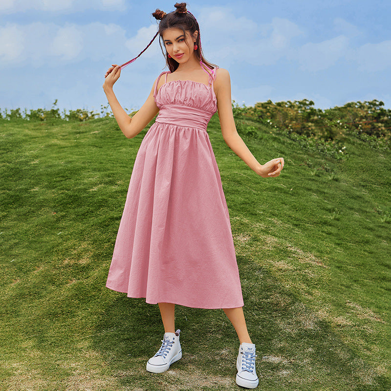 Damen Midikleid mit gerafftem Oberteil und schwingendem Saum R&B