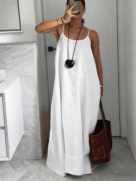 Damen luftiges Leinen-Maxikleid R&B