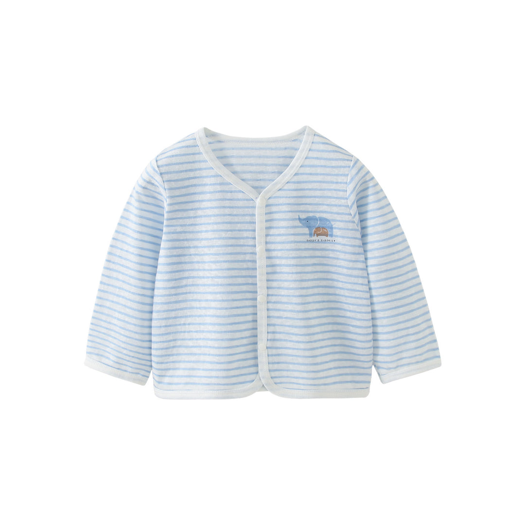 Unisex Nan Soft Organic Cotton Snap-Front Baby Cardigan mit besticktem Elefanten R&B