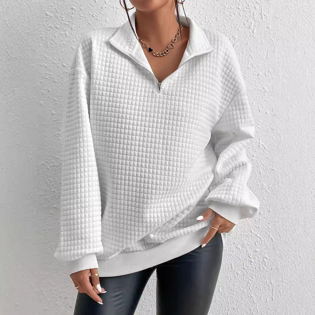 Damen Sweater mit hohem Kragen und strukturierter Oberfläche R&B
