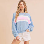 Damen Kuscheliger Oversized Pullover mit Streifen