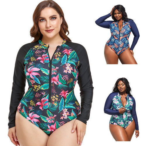 Damen Rashguard Badeanzug mit floralem Muster R&B