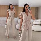 Damen eleganter Jumpsuit mit voluminösen Ärmeln und schmaler Taillenbetonung R&B