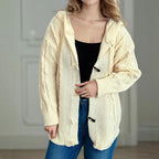 Damen Grobstrickjacke mit Kapuze und Zopfmuster R&B