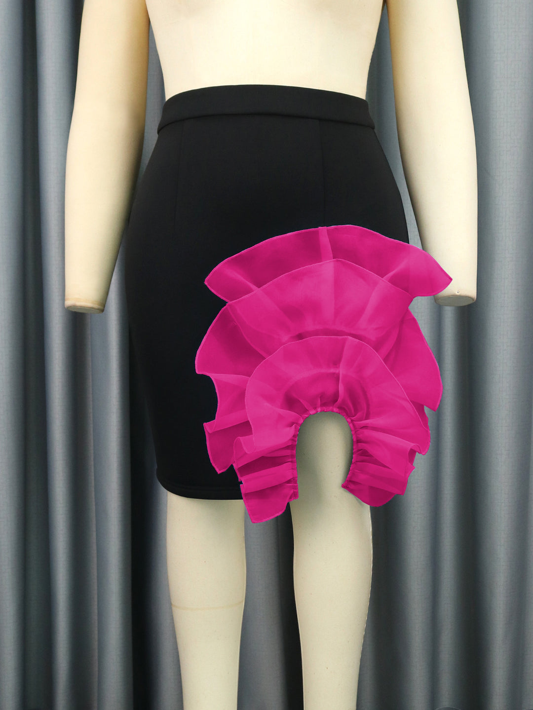 Damen Eleganter Rock mit voluminösem, transparenten Rüschensaum R&B