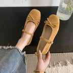 Damen elegante Ballerinas mit modischem Riemen und Schleifenakzent