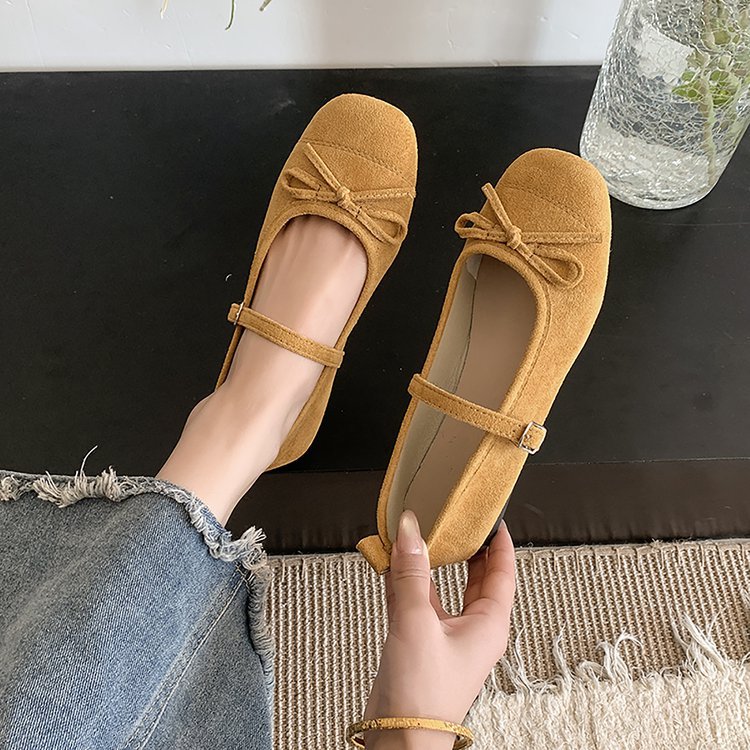 Damen elegante Ballerinas mit modischem Riemen und Schleifenakzent