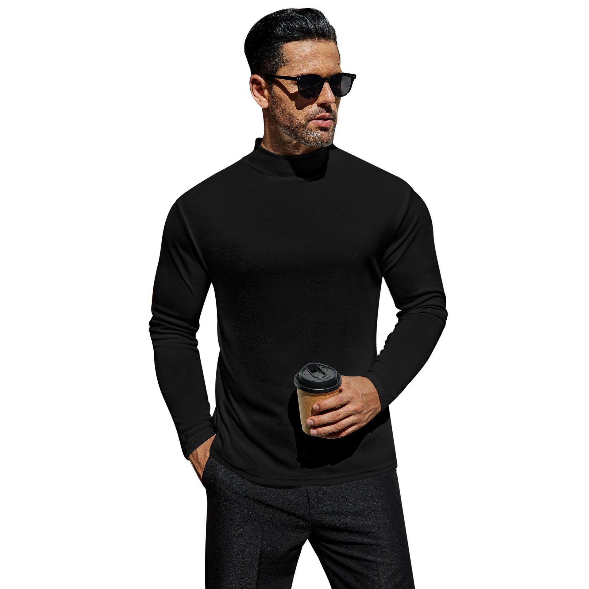 Herren Stehkragen Pullover Aus Weichem Baumwollmix R&B