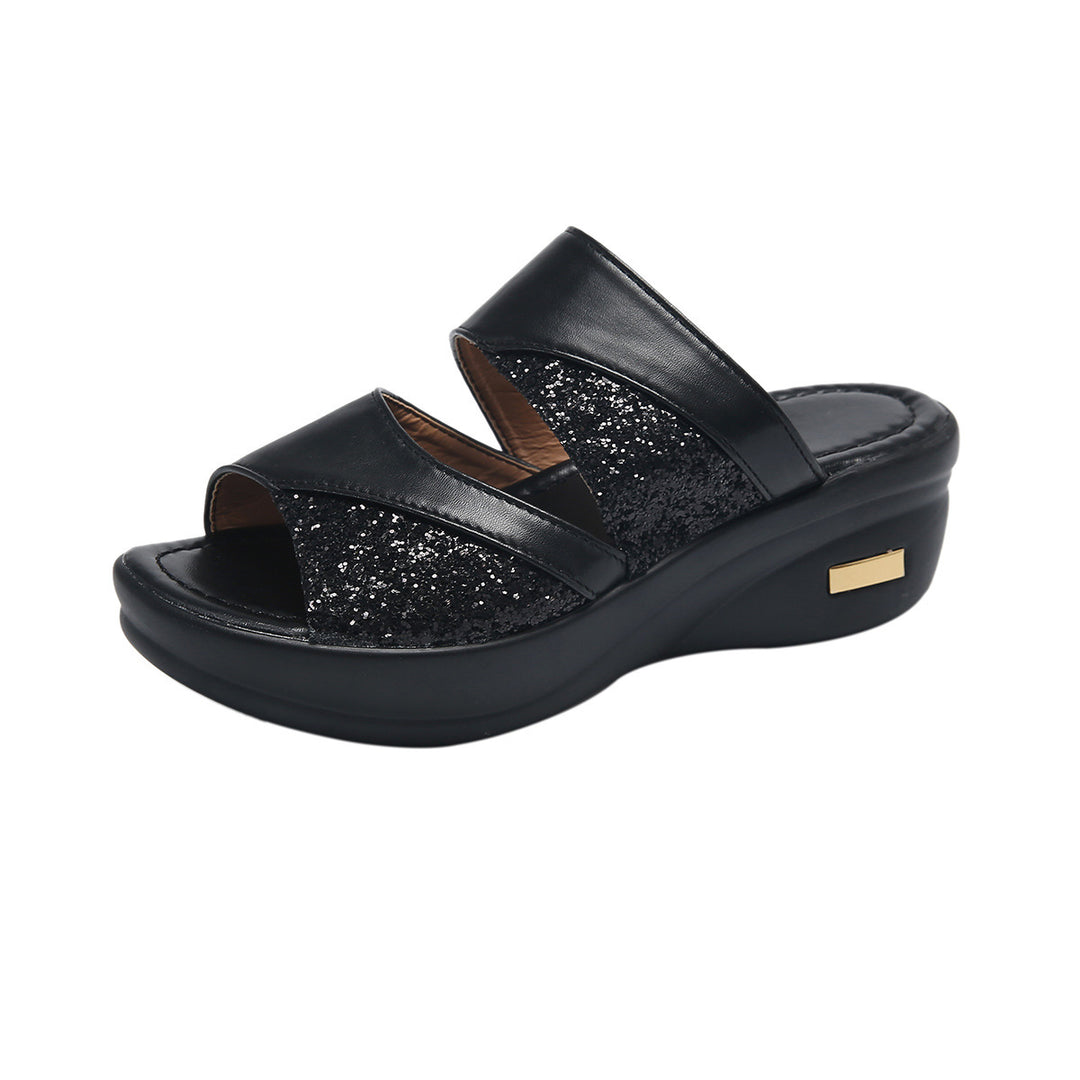 Damen modische Zehentrenner-Sandalen mit glitzernden Akzenten R&B