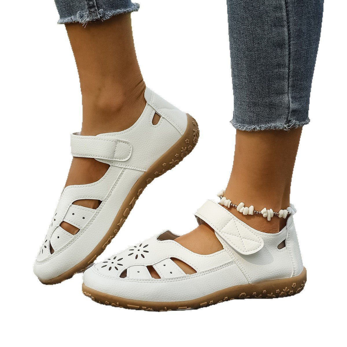 Damen Komfortable und atmungsaktive Sandaletten mit verstellbarem Klettverschluss R&B