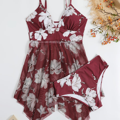 Damen Strandkleid mit floralem Überwurf R&B
