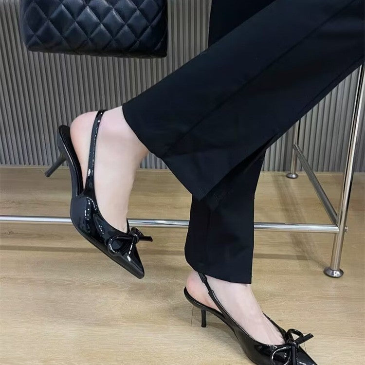 Damen Slingback-Pumps mit elegantem Schleifenakzent und spitz zulaufendem Design R&B
