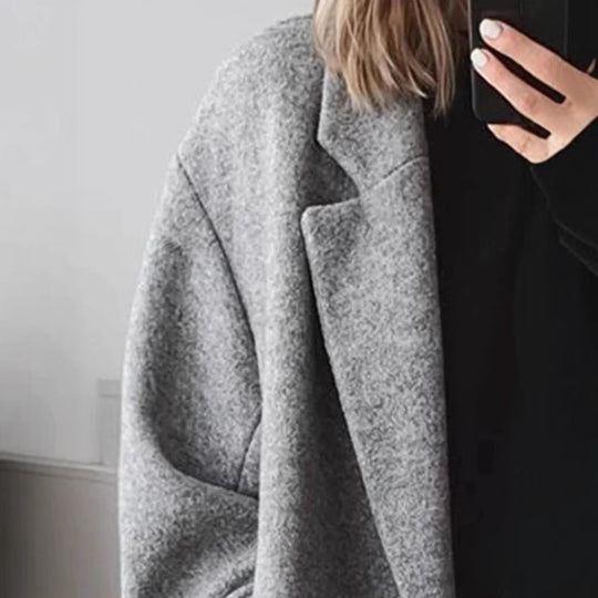 Damen Wollmantel mit strukturiertem Design und oversized Schnitt R&B
