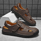 Herren Komfortable Leder-Sandalen mit verstellbaren Klettverschlüssen R&B