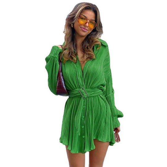 R&B | Langärmeliges Kleid mit Schnürsenkeln und elastischer Taille