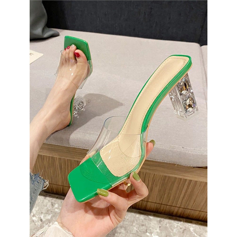 Damen transparente High Heel Mules mit geschmackvollem Design R&B