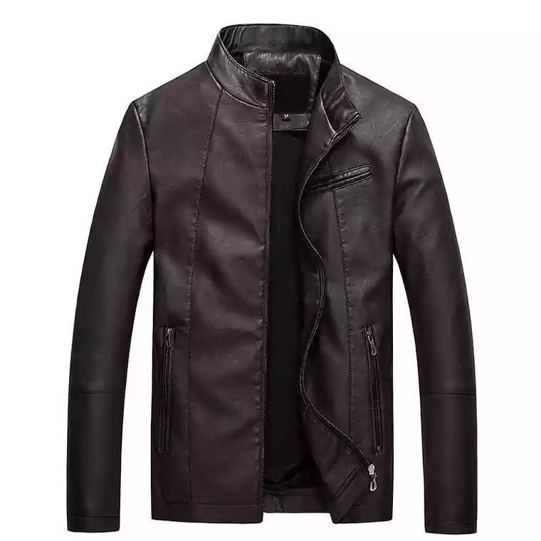 Herren modische Kunstlederjacke mit stylischem Steppdesign