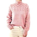 Damen nan Strickpullover mit Zopfstruktur und hohem Rollkragen R&B