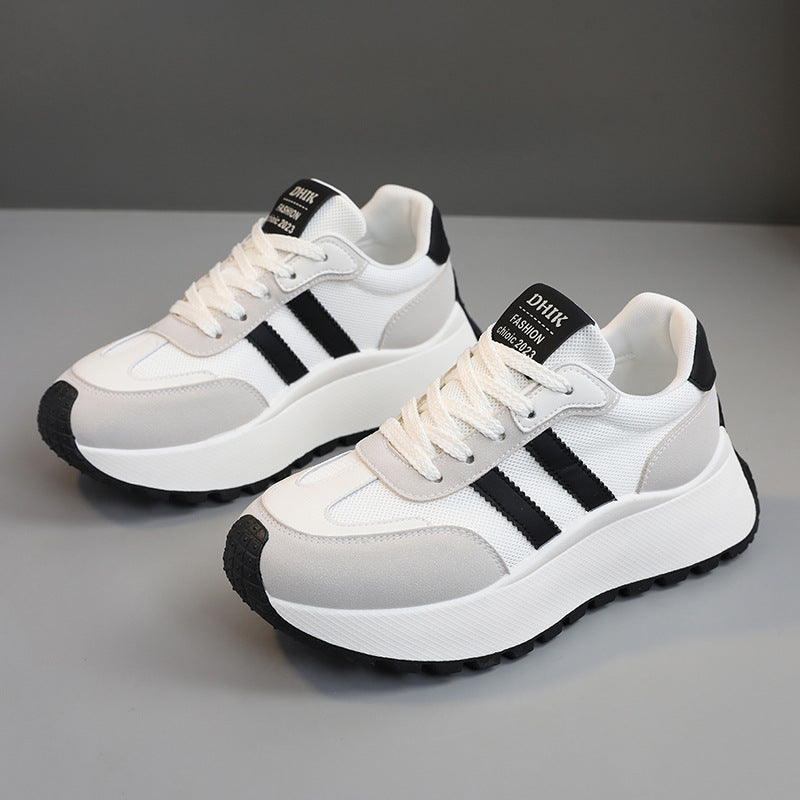 Damen Modische Plateausneaker mit atmungsaktiver Mesh-Oberfläche und stoßdämpfendem Sohlenprofil R&B