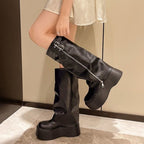 Damen Modische Stiefel mit verstellbarem Riemen und hohem Plateau R&B