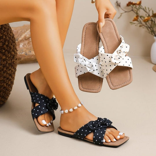 Damen modische Slippers mit Schleifen-Applikation R&B